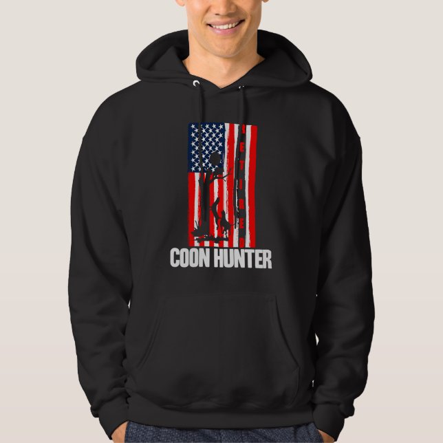Raccoon Hunting Season USA Flag Retired Coon Hunte Hoodie (Vorderseite)