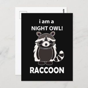 Raccoon I am A Night Owl Funny Raccoon Postkarte