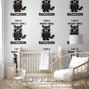 Raccoon I am A Night Owl Funny Raccoon Tapete