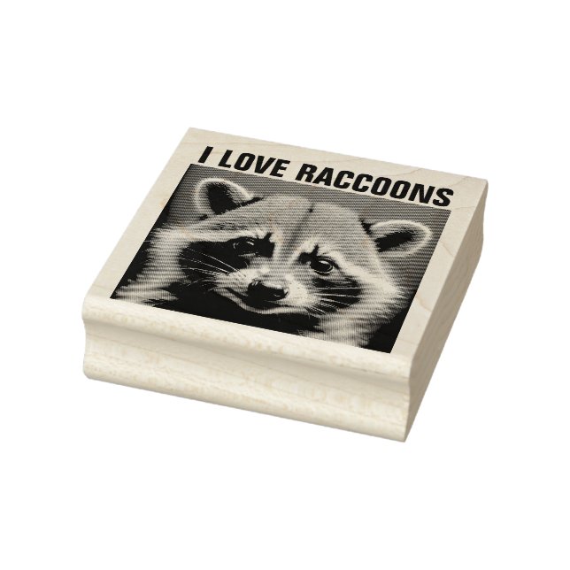RACCOON 'I LIEBE RACCOONS' Briefmarke Gummistempel (Stempel)