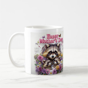Raccoon Illustration feiert Muttertag Kaffeetasse