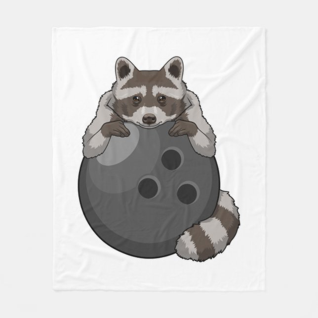 Raccoon im Bowling mit Bowlingball Fleecedecke (Vorderseite)