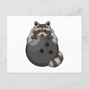 Raccoon im Bowling mit Bowlingball Postkarte