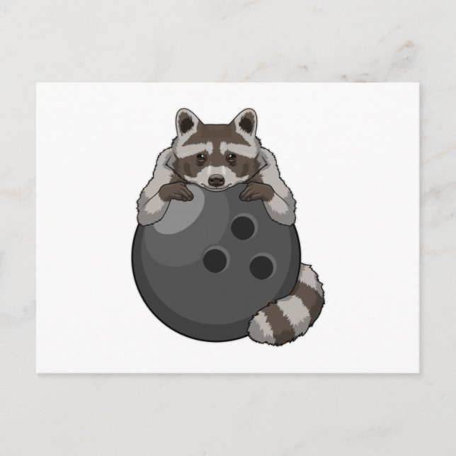 Raccoon im Bowling mit Bowlingball Postkarte (Vorderseite)