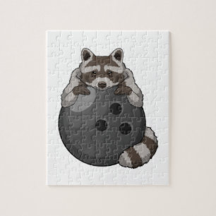 Raccoon im Bowling mit Bowlingball Puzzle