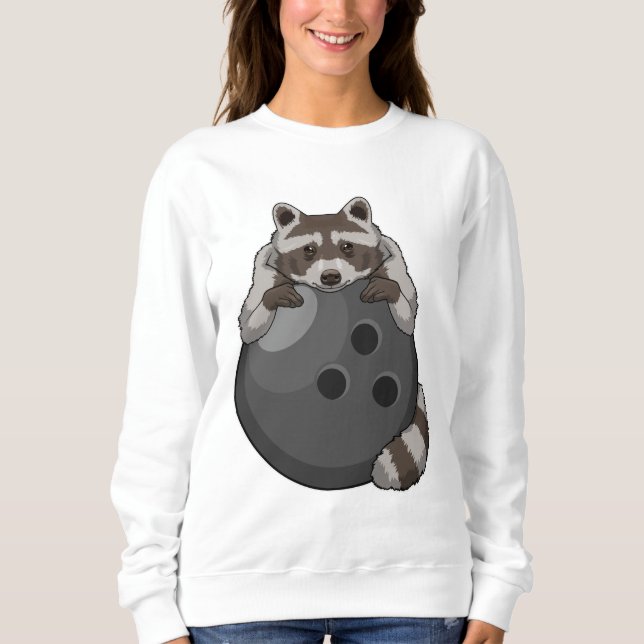 Raccoon im Bowling mit Bowlingball Sweatshirt (Vorderseite)
