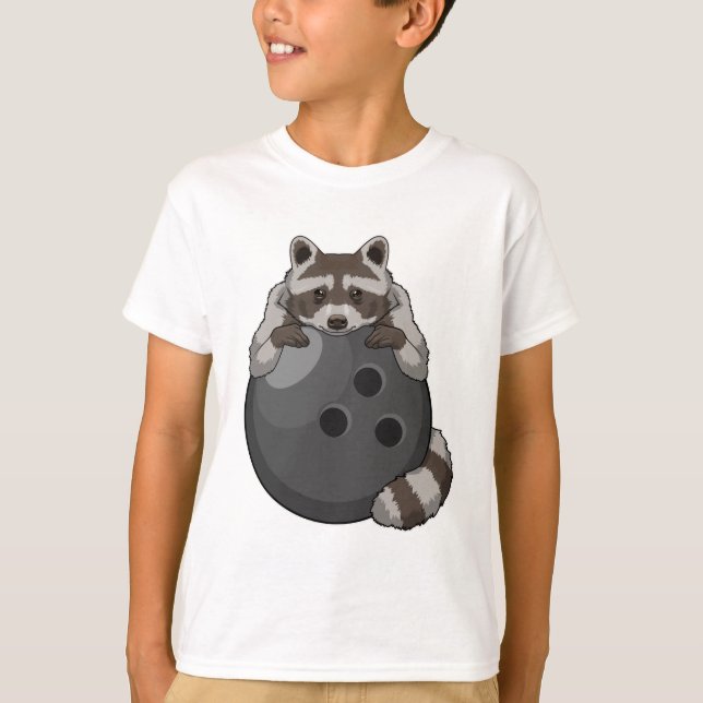 Raccoon im Bowling mit Bowlingball T-Shirt (Vorderseite)