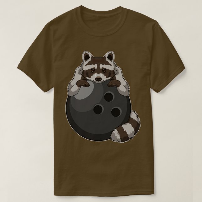 Raccoon im Bowling mit Bowlingball T-Shirt (Design vorne)