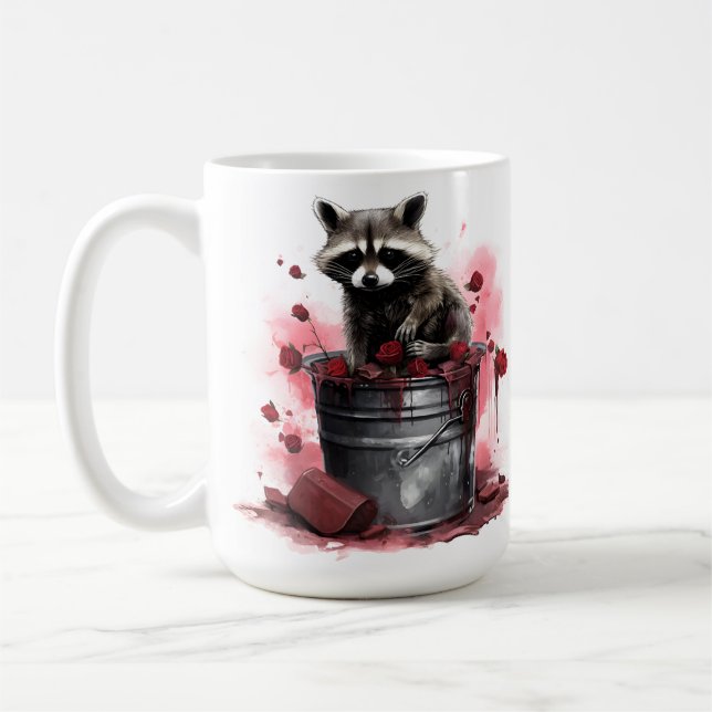 Raccoon im Mülleimer-Valentinstag Kaffeetasse (Links)
