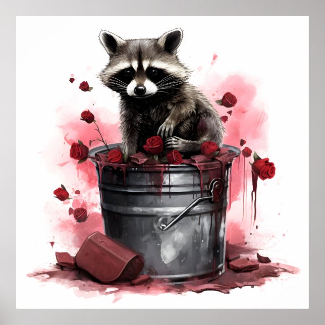 Raccoon im Mülleimer-Valentinstag Poster (Vorne)