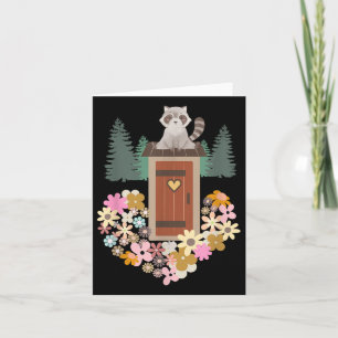 Raccoon im Outhouse in Herzform Karte