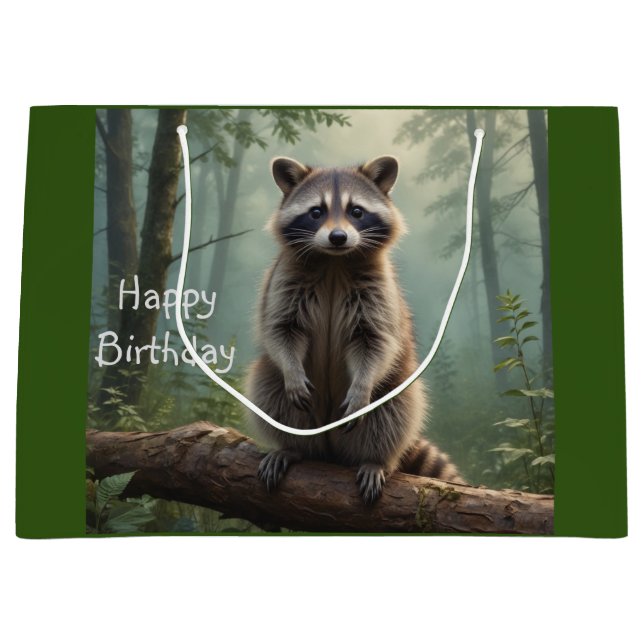 Raccoon im Wald Große Geschenktüte (Vorderseite)