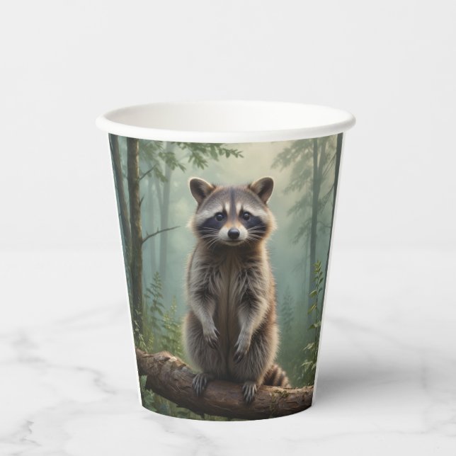 Raccoon im Wald Pappbecher (Vorderseite)