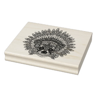 Raccoon in Featherkrieg Bonnet Doodle Gummistempel