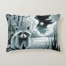 Raccoon in Forest Clearing Accent Pillow Dekokissen