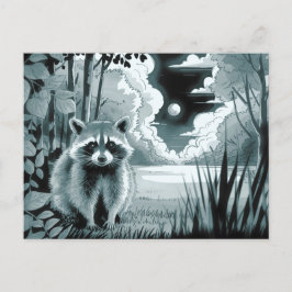 Raccoon in Forest Clearing Postcard Postkarte