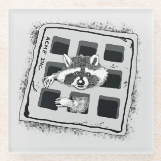Raccoon in Grate Illustration stecken Glasuntersetzer