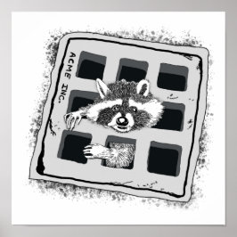 Raccoon in Grate Illustration stecken Poster