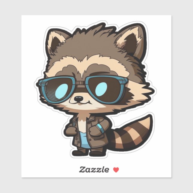 Raccoon in Sonnenbrille Vinyl Sticker, Whimsical Aufkleber (Blatt)