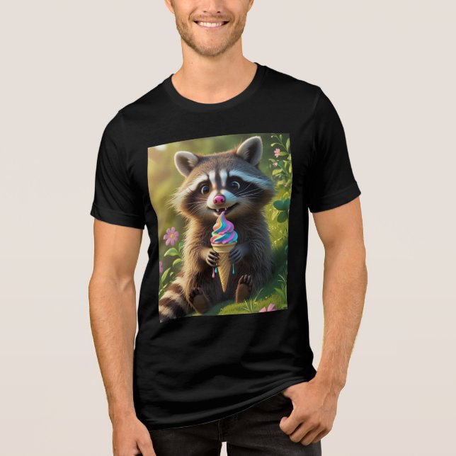 "Raccoon isst Eis" Tri-Blend Shirt (Vorderseite)