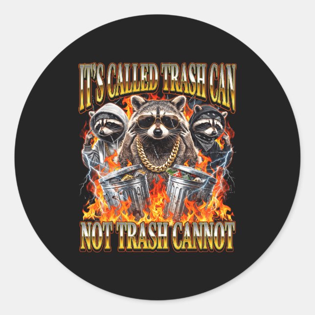 Raccoon It's Called Trash Can Not Trash Cannot Fun Runder Aufkleber (Vorderseite)