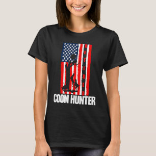 Raccoon Jagdsaison USA Flagge Remüde Coon Hunte T-Shirt