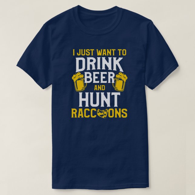 Raccoon Jagen Jahreszeit Drink Biercoon Jäger  T-Shirt (Design vorne)