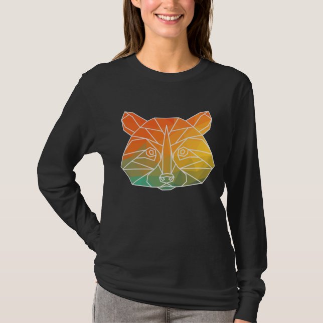 Raccoon Kontur Polygons Aquarell Silhouette T-Shirt (Vorderseite)