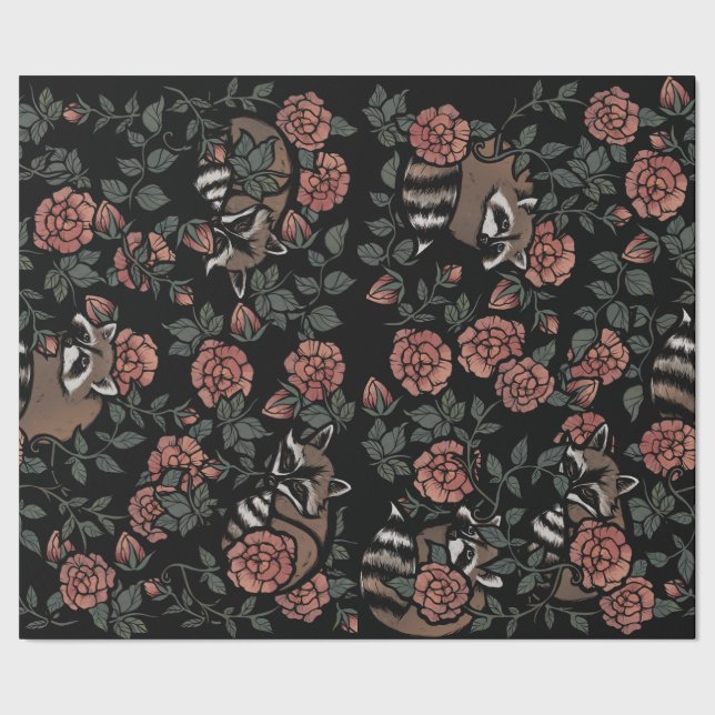 Raccoon liebt niedliche Raccoons Kunst Eins Geschenkpapier (Saum)