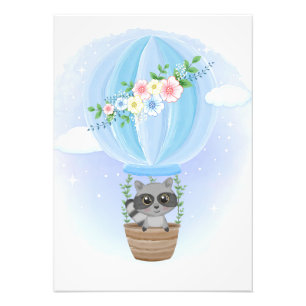 Raccoon Lover Niedliches Raccoon mit Blume Fotodruck