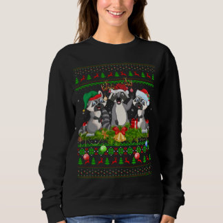 Raccoon Lover Xmas Licht Santa Ugly Raccoon Chr Sweatshirt
