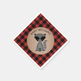 Raccoon Lumberjack Kariert Baby Dusche Napkins Serviette