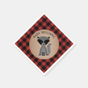 Raccoon Lumberjack Kariert Baby Dusche Napkins Serviette