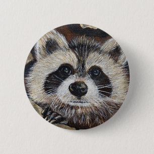 Raccoon-Malerei Button