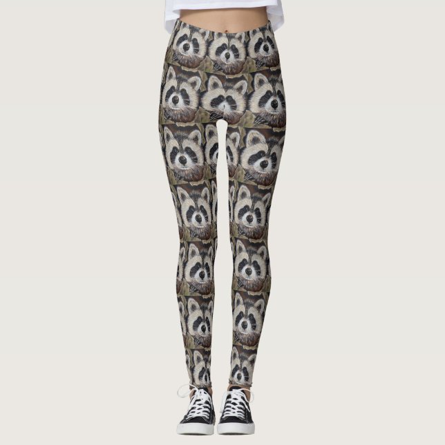 Raccoon-Malerei Leggings (Vorderseite)
