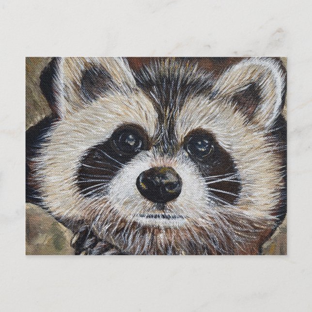 Raccoon-Malerei Postkarte (Vorderseite)