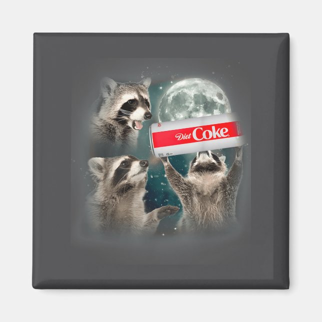 Raccoon Meme 3 Racoons Howling At Moon Funny Weird Magnet (Vorne)