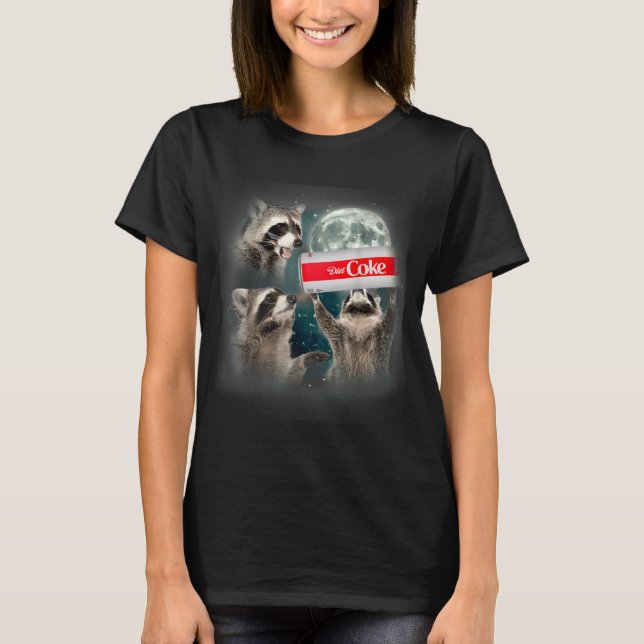 Raccoon Meme 3 Racoons Howling At Moon Funny Weird T-Shirt (Vorderseite)