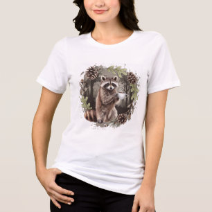 Raccoon mit Kaffee Tri-Blend Shirt