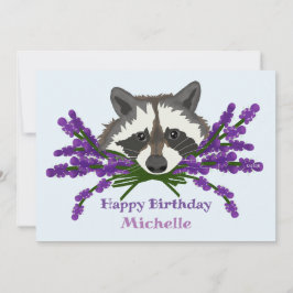 Raccoon mit Lavendel Happy Birthday Einladung