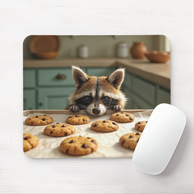Raccoon mit Schokolade Chip Cookies Mousepad (Mit Mouse)
