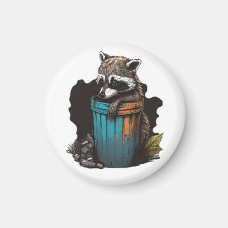 Raccoon Müllpananda mit seinem Mülleimer Magnet