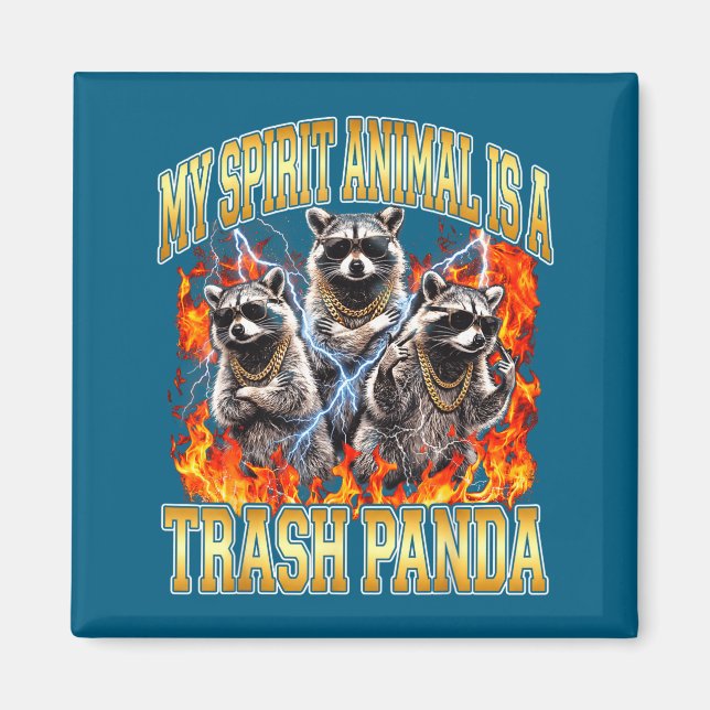 Raccoon My Srit Animal Is A Trash Panda Funny Boot Magnet (Vorne)