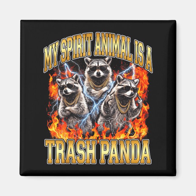 Raccoon My Srit Animal Is A Trash Panda Funny Boot Magnet (Vorne)