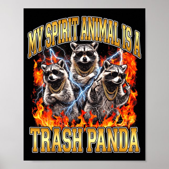 Raccoon My Srit Animal Is A Trash Panda Funny Boot Poster (Vorne)