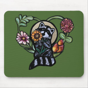 Raccoon Natur liebt Sonnenblumen Mousepad