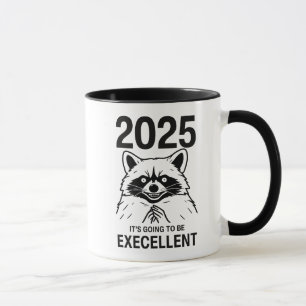 Raccoon Neujahr 2025 wird es exzellent sein Tasse
