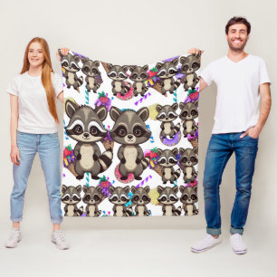 Raccoon Niedlich Kawaii Twin Sweet Pattern Fleecedecke