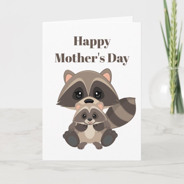 Raccoon niedlich Mother's Day Karte (Vorderseite)