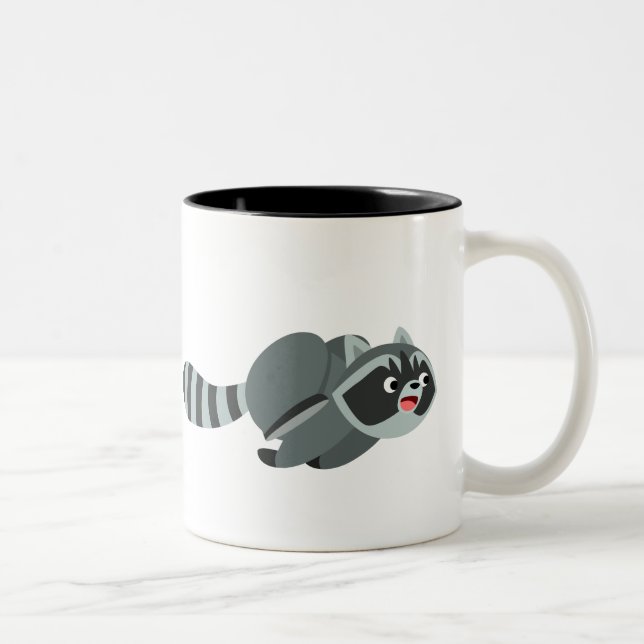 Raccoon niedlich Running Cartoon Zweifarbige Tasse (Rechts)